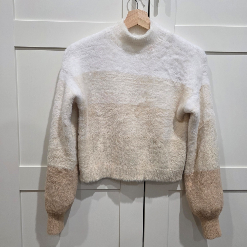Wild Fable White and Tan Cowl Sweater